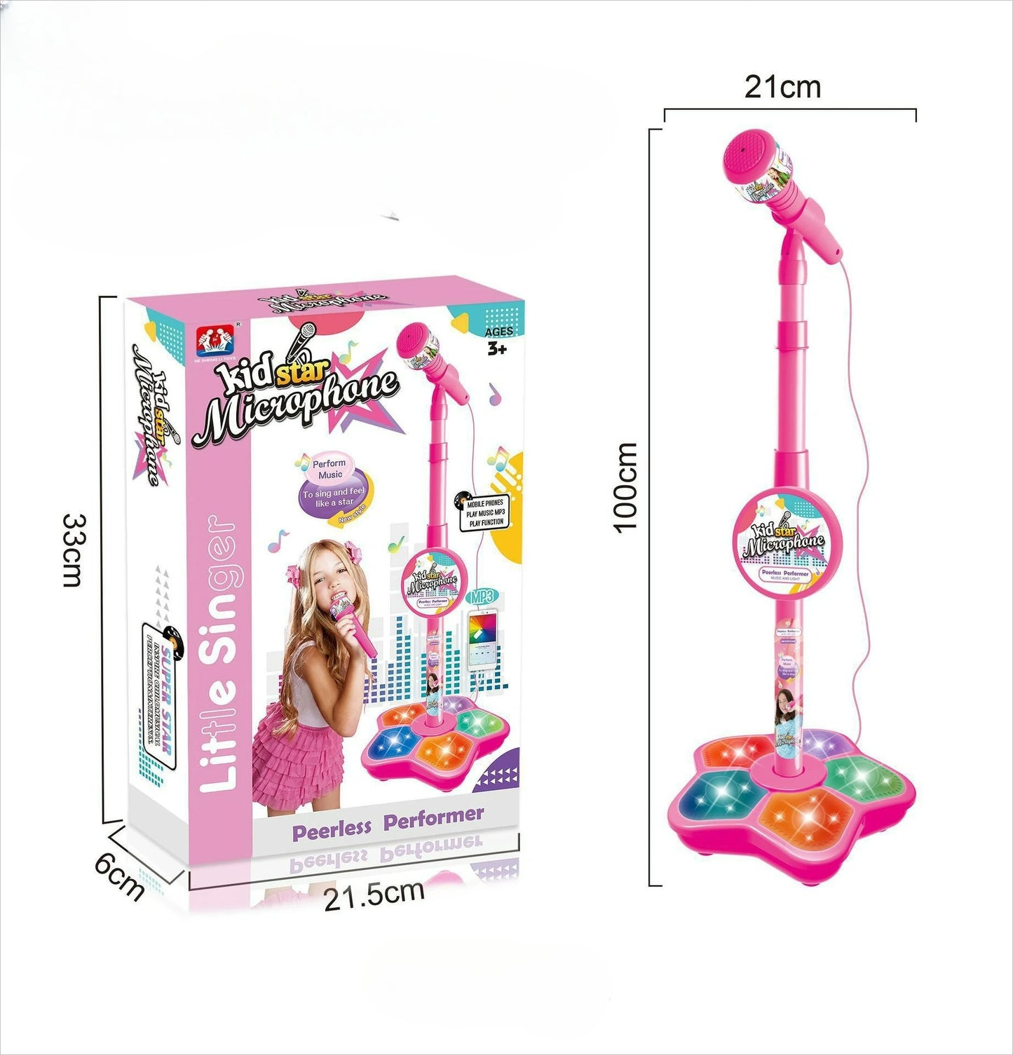 Kids Microphone Karaoke Toy with Adjustable Stand, Birthday Gift For Girls Boys, Children Party Pastime Karaoke Machine