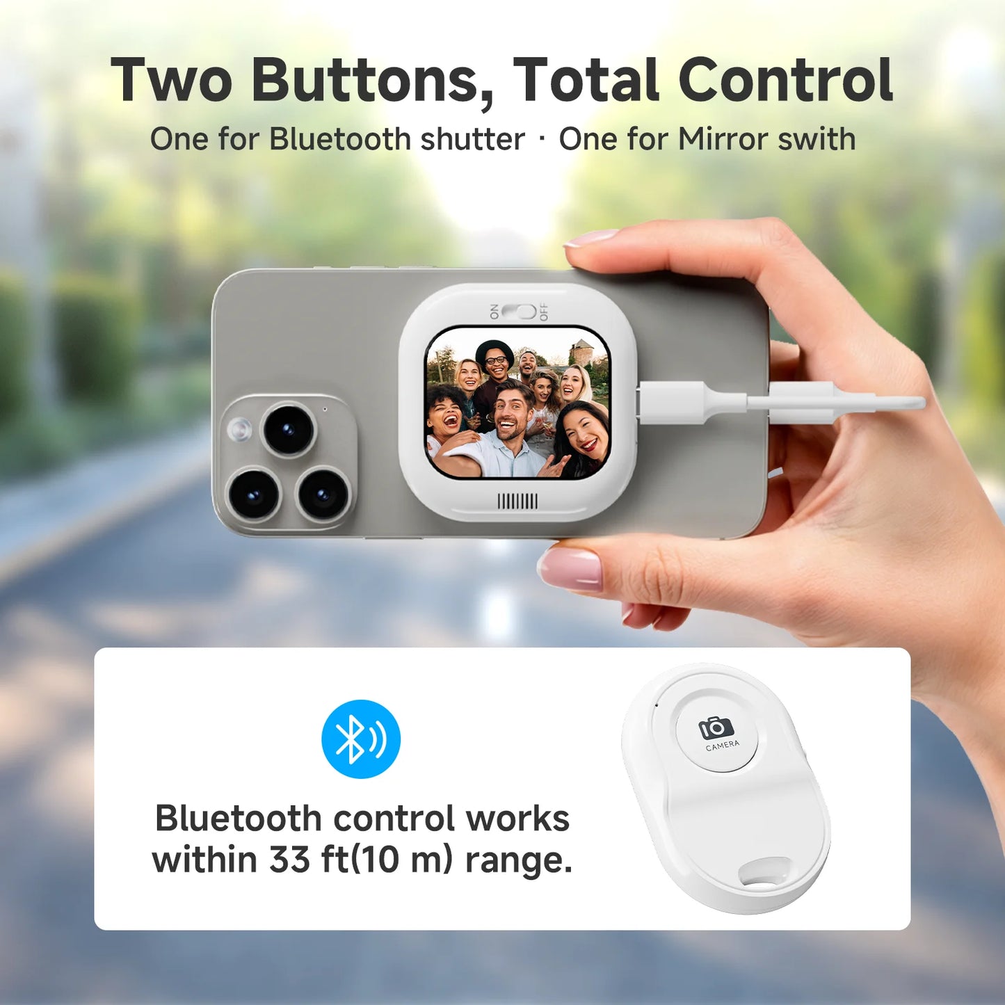 Mini phone vlog selfie display screen, used for rear camera selfies/logs/live streams ，compatible with iPhone camera display