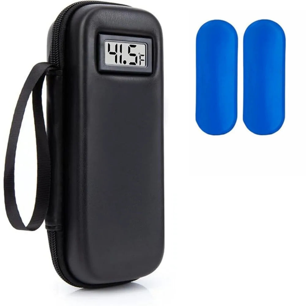 Portable with Thermometer Display Insulin Cooler Travel Case Waterproof Thermal Insulated Refrigerated Medicine Organizer Bag
