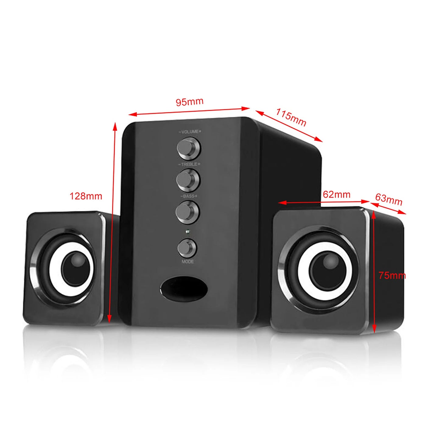 D-202 USB Wired Combination Speakers Computer Speakers Stereo Music Player Subwoofer Sound for Desktop Laptop Notebook Tablet