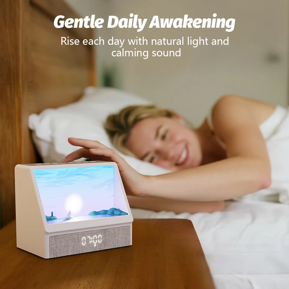 Sunrise Alarm Clock Table Light White Noise Wake Up Light With Soothing Sounds Bluetooth Sleep Aid Night Light For Bedroom Decor