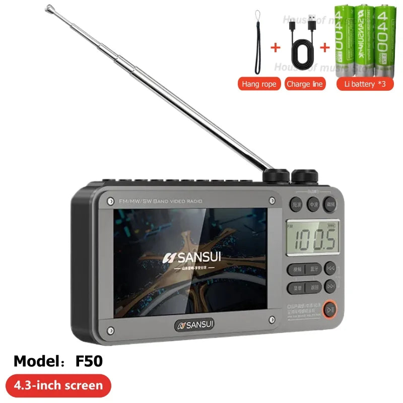 Hot Portable F51/F50 HD LED Display FM/MW/SW Radio & MP4 Music Player Video Playback Wireless Bluetooth Speakers Music Center
