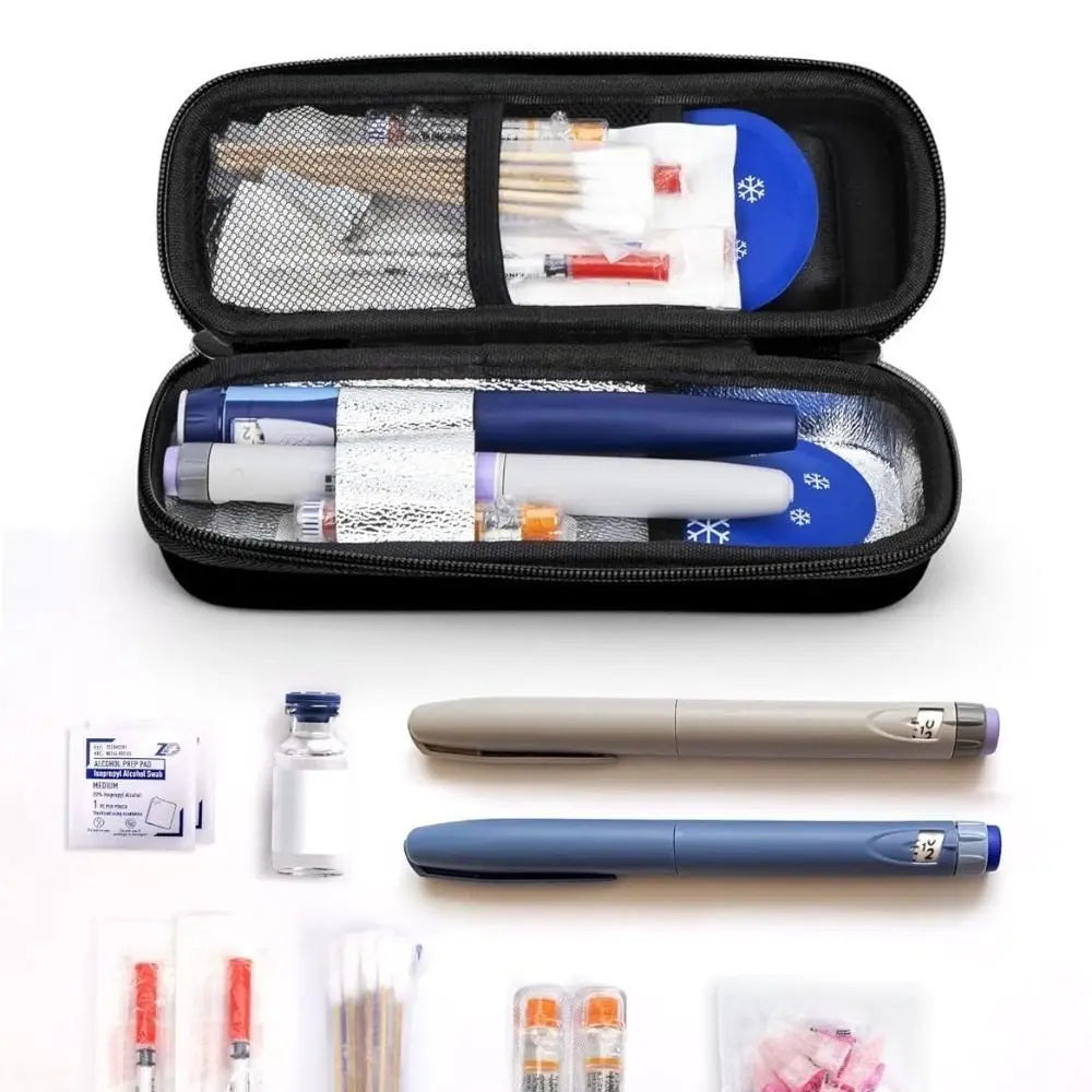 Portable with Thermometer Display Insulin Cooler Travel Case Waterproof Thermal Insulated Refrigerated Medicine Organizer Bag
