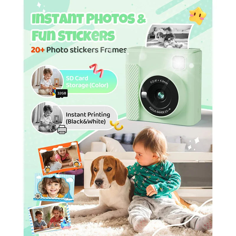 1080P Portable Digital Instant Camera Color Instant Printing High-Definition Photography Print-Ready Camera kids camera Perfect