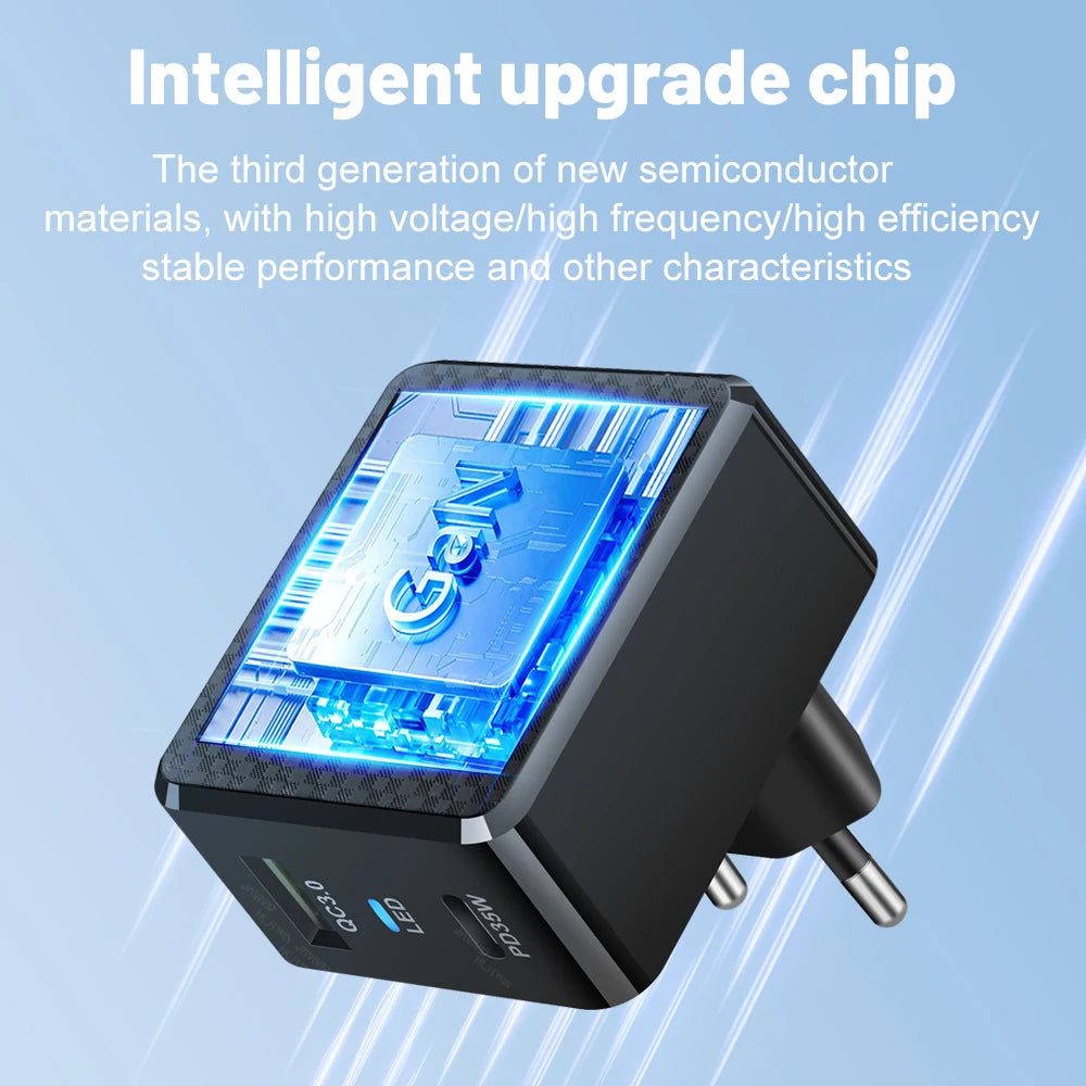 35W GaN USB Type C Charger Phone Fast Charging QC3.0 PD3.0 Charge Adaper For iPhone 15 Xiaomi Poco Laptop Charger EU/US/KR Plug