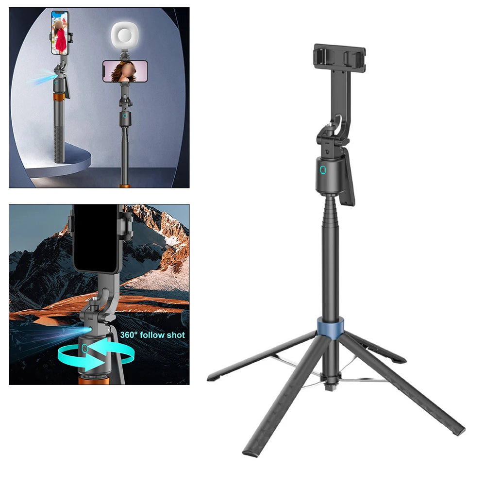 Face Tracking Tripod With Light Intelligent Auto Face Tracking Tripod Phone Stabilizer 1.8M Selfie Tripod For Live Streaming