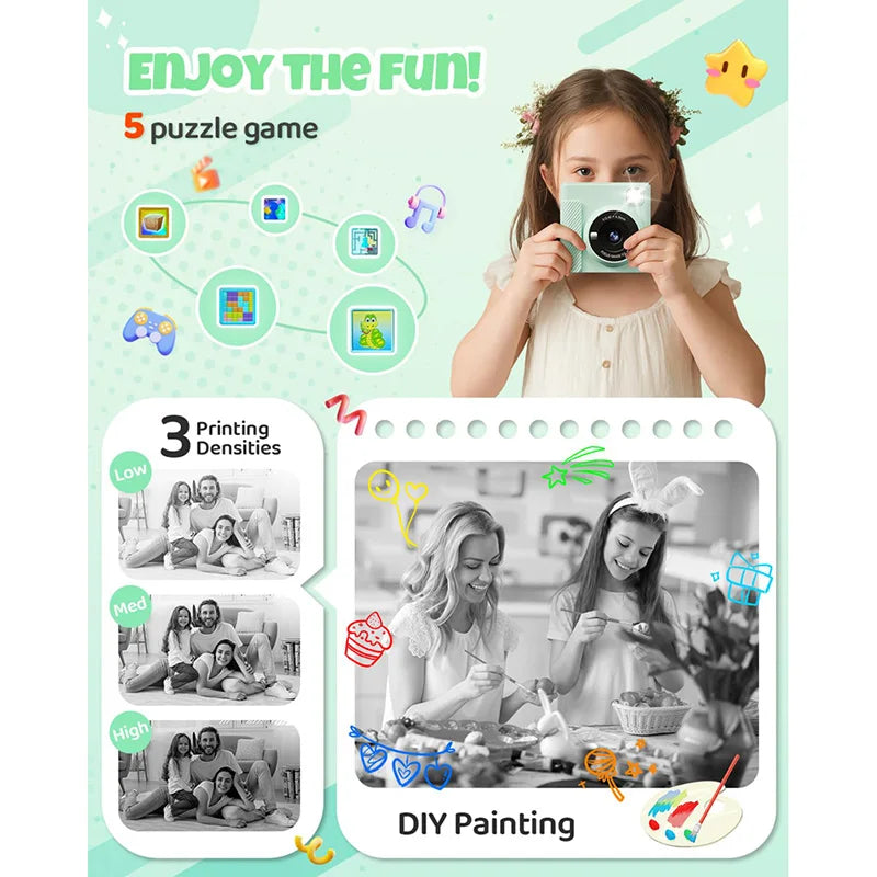 1080P Portable Digital Instant Camera Color Instant Printing High-Definition Photography Print-Ready Camera kids camera Perfect