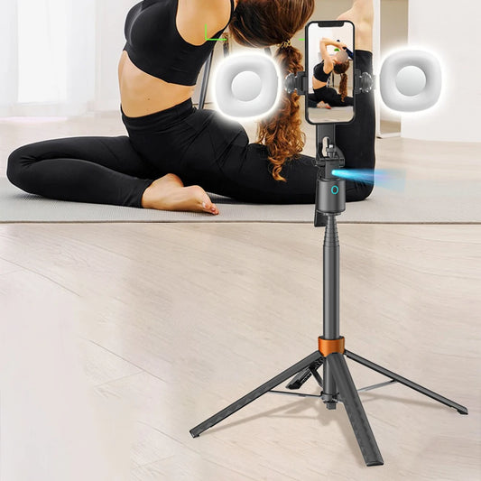 Face Tracking Tripod With Light Intelligent Auto Face Tracking Tripod Phone Stabilizer 1.8M Selfie Tripod For Live Streaming