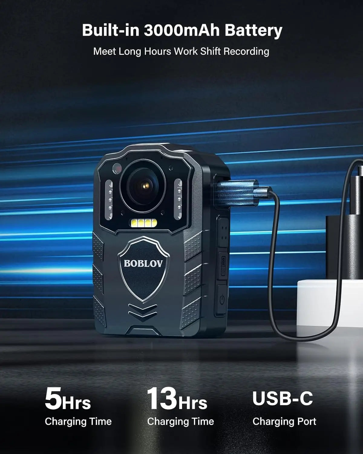 BOBLOV KJ25 1080P Body Cam 3000mAh Battery Mini Camera Police Bodycam Night Vision for Hiking Law Enforcement Pet Walking