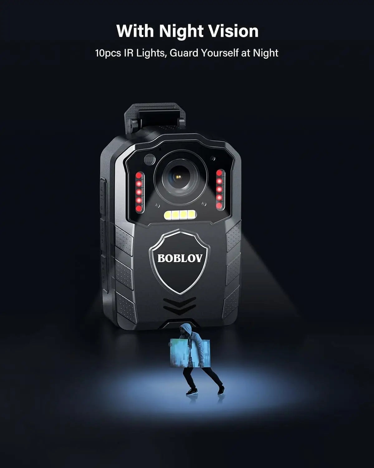 BOBLOV KJ25 1080P Body Cam 3000mAh Battery Mini Camera Police Bodycam Night Vision for Hiking Law Enforcement Pet Walking