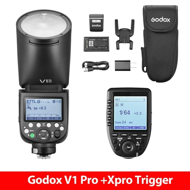 Godox V1 Pro V1Pro TTL Li-ion Round Head Camera Flash Wireless Transmission Speedlite Flash for Canon Nikon Sony Fuji Olympus