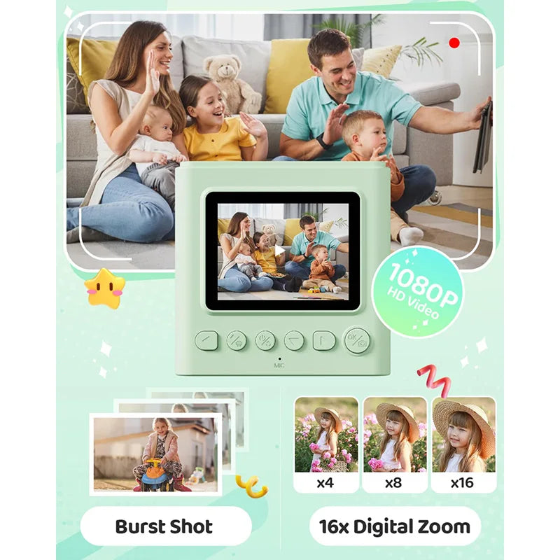 1080P Portable Digital Instant Camera Color Instant Printing High-Definition Photography Print-Ready Camera kids camera Perfect