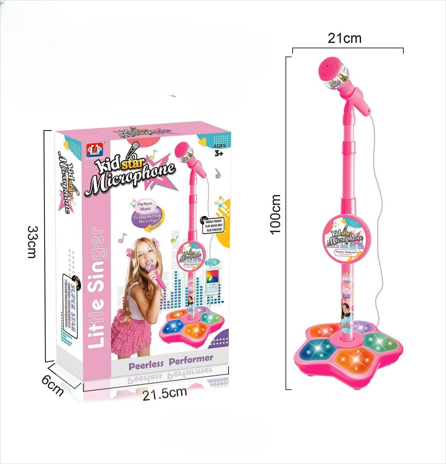 Kids Microphone Karaoke Toy with Adjustable Stand, Birthday Gift For Girls Boys, Children Party Pastime Karaoke Machine