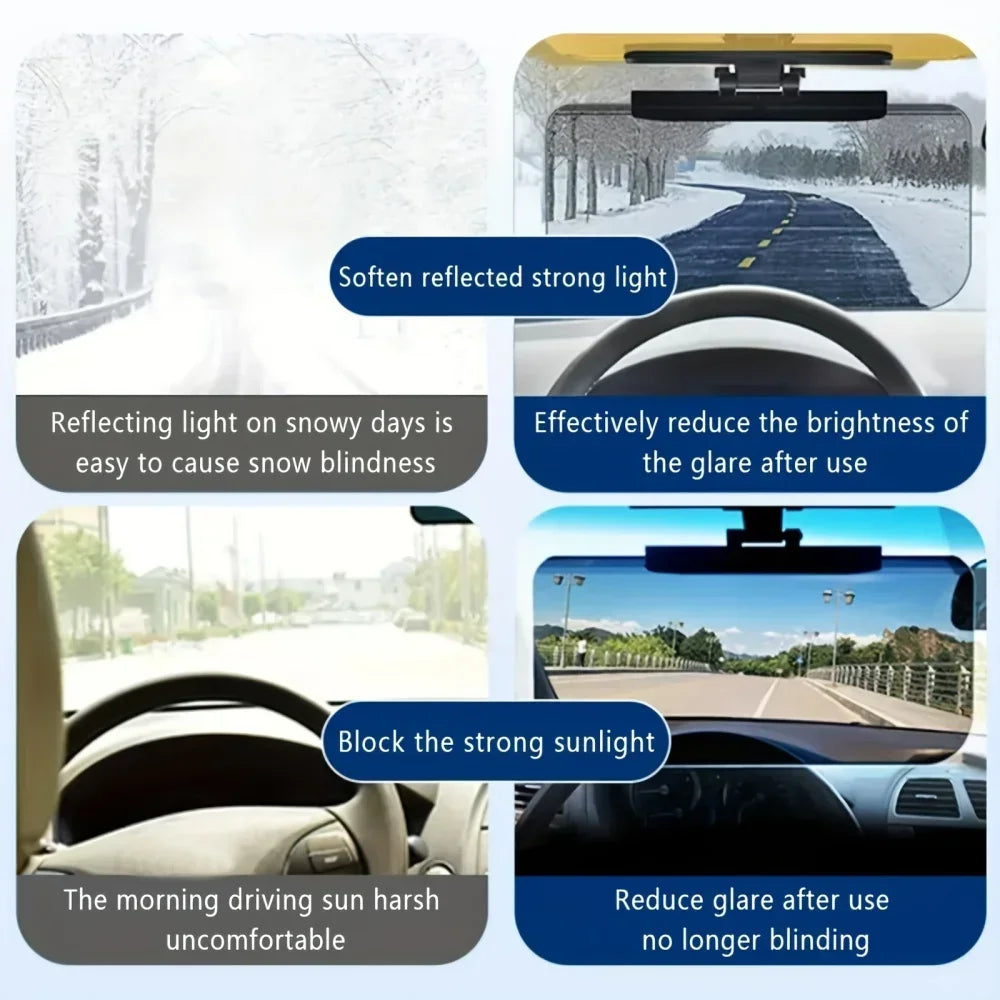Foldable Car Sun Visor HD Anti-Glare Sunglasses Day & Night Vision Driving Mirror UV Protection Flip-Down Interior Accessories