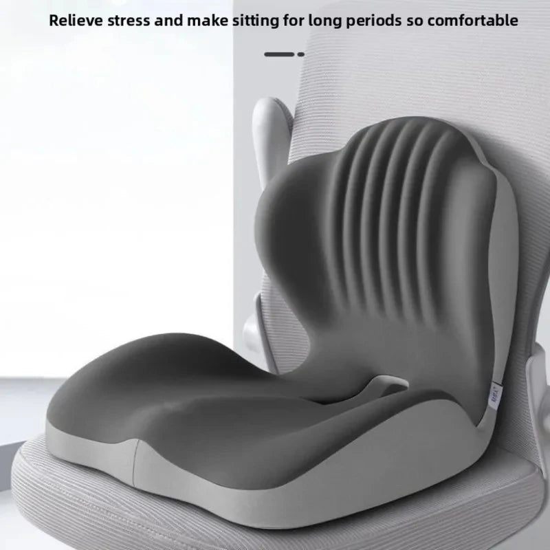 Ergonomic Memory Foam Seat Cushion With Lumbar Back Support For Stress Relief Office Chair Car Black