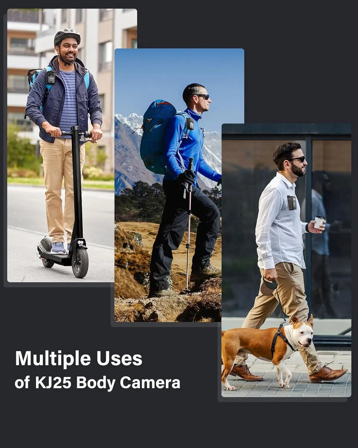 BOBLOV KJ25 1080P Body Cam 3000mAh Battery Mini Camera Police Bodycam Night Vision for Hiking Law Enforcement Pet Walking