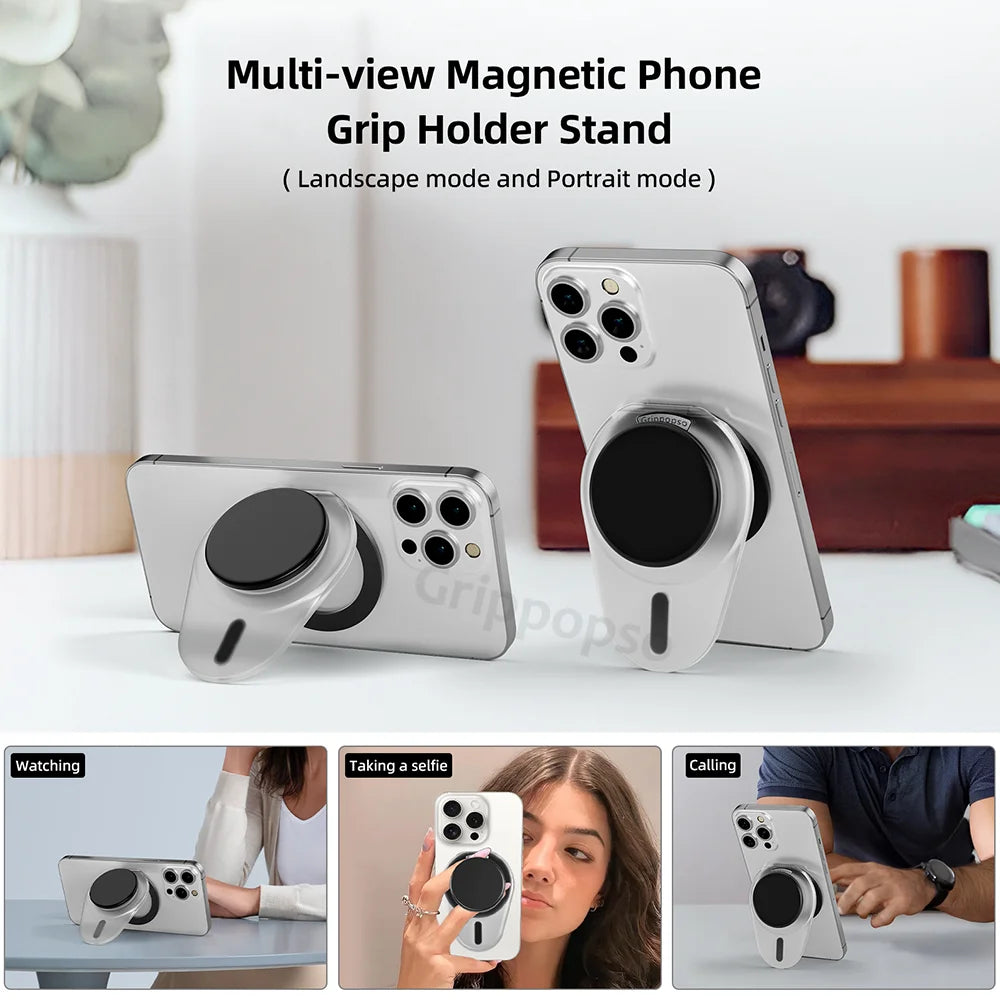 Grippopso Universal for MagSafe Phone Grip Socket New Adjustable Stand with 3000G Soft Silicone Magnetic Grip for iPhone Accesso