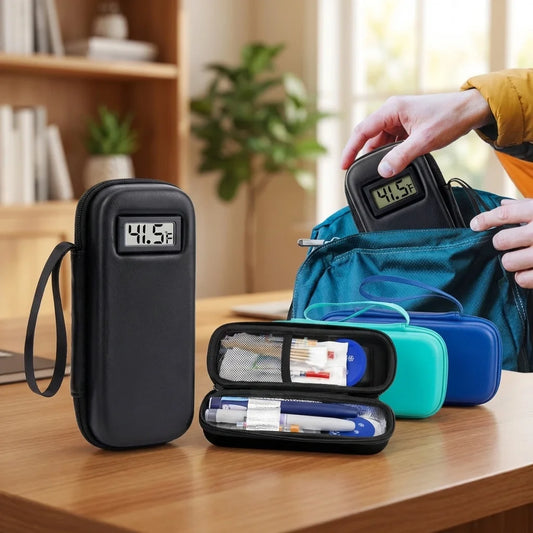 Portable with Thermometer Display Insulin Cooler Travel Case Waterproof Thermal Insulated Refrigerated Medicine Organizer Bag