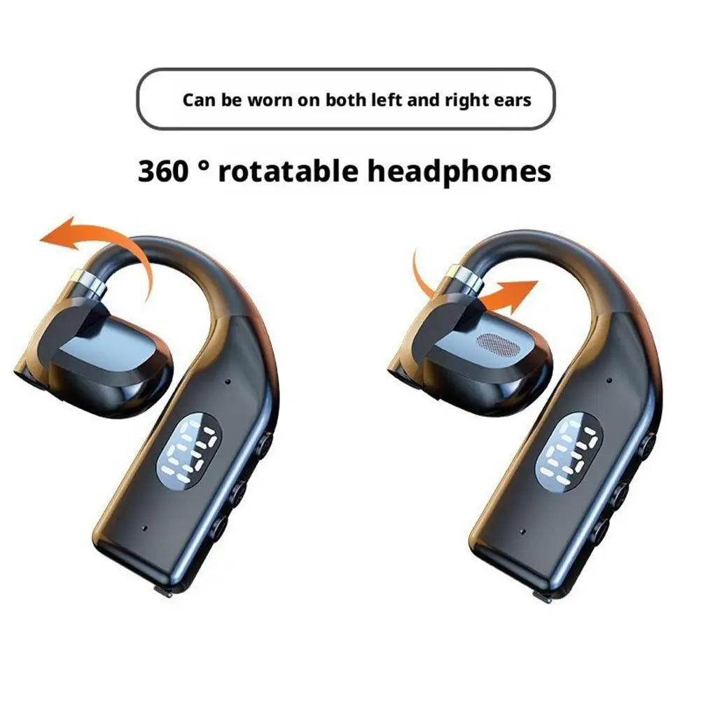 Wireless Bluetooth 5.4 Headphones With LED Display Earphones Long Standby Waterproof  Business Headphones Mono Outdoor Call