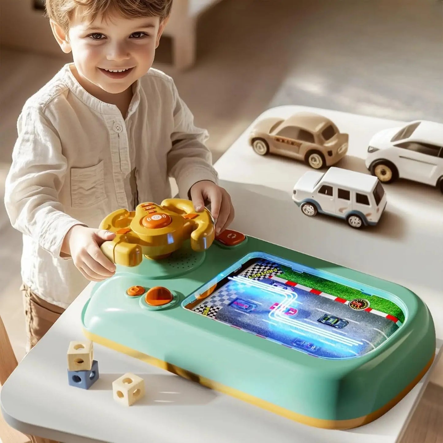 Simulated Driving Racing Car Board Game with Sound Interactive Simulation Racing Toy Car Racing Adventure Toy for 3+ Kids Gifts