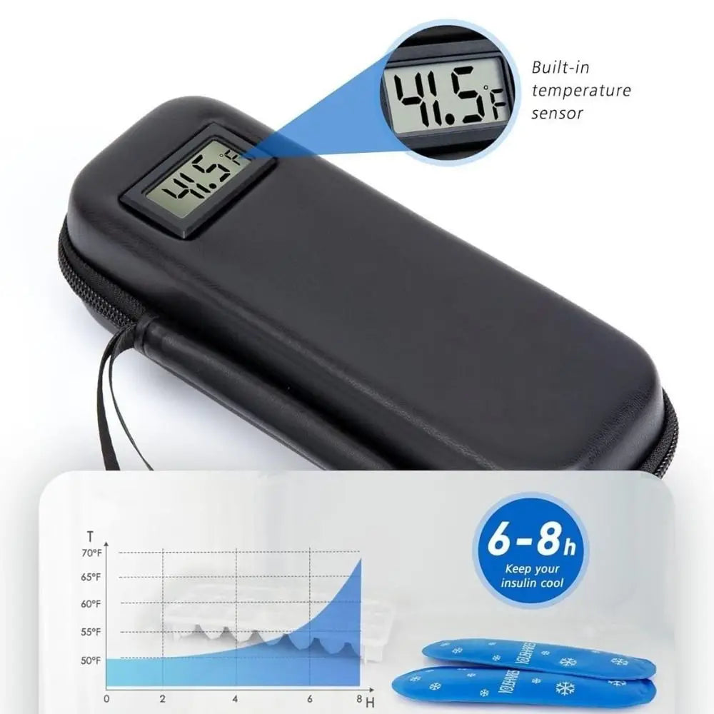 Portable with Thermometer Display Insulin Cooler Travel Case Waterproof Thermal Insulated Refrigerated Medicine Organizer Bag