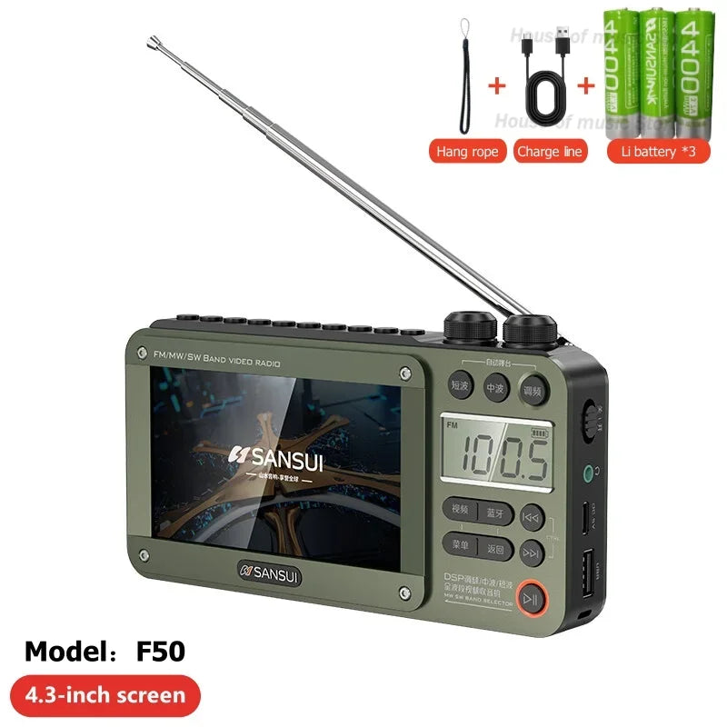 Hot Portable F51/F50 HD LED Display FM/MW/SW Radio & MP4 Music Player Video Playback Wireless Bluetooth Speakers Music Center