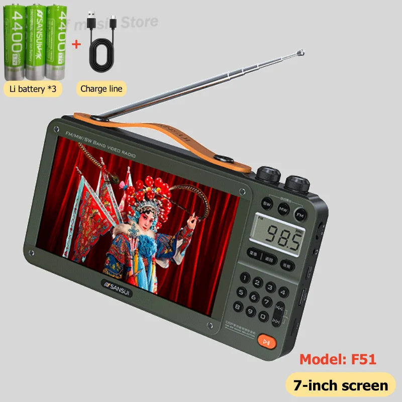 Hot Portable F51/F50 HD LED Display FM/MW/SW Radio & MP4 Music Player Video Playback Wireless Bluetooth Speakers Music Center
