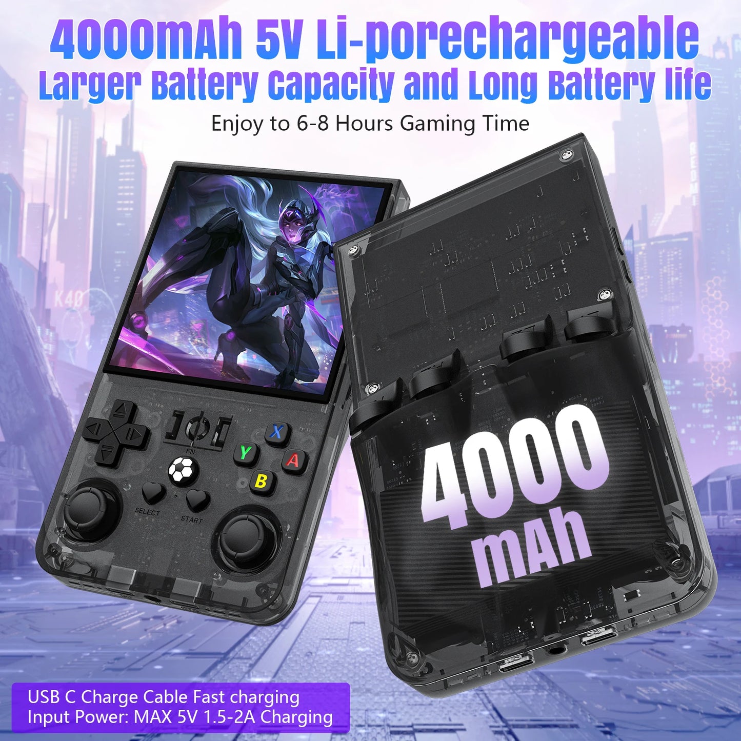 Open Source R36MAX Retro Handheld Video Game Console RK3326 Chip 64/128G 18000+Games Linux System Portable Pocket Game Player