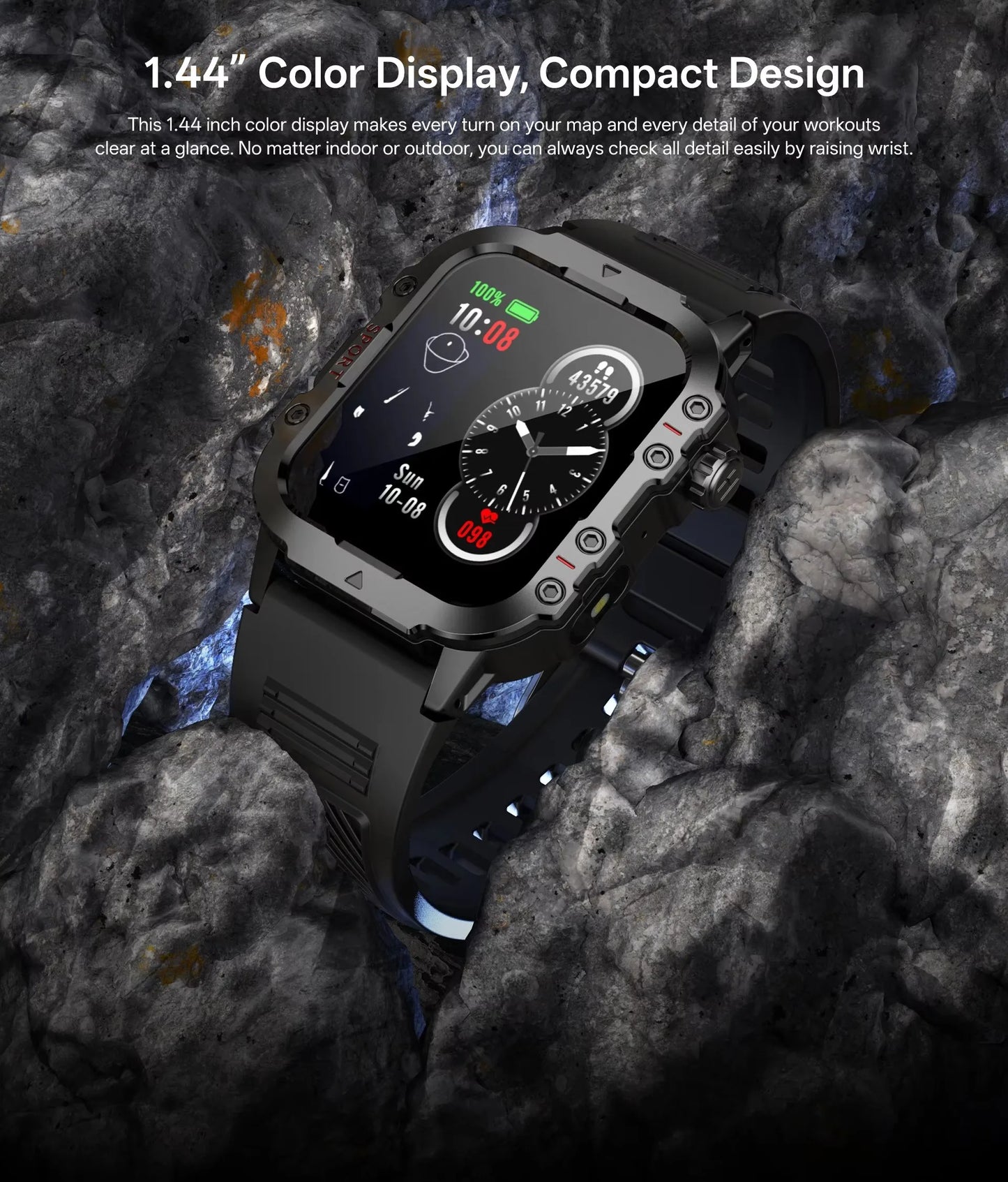 2025 New for Xiaomi Military Smart Watch Men IP67 3ATM Outdoor Sports Fitness Tracker Health Monitor 1.44Inch BT Call Smartwatch