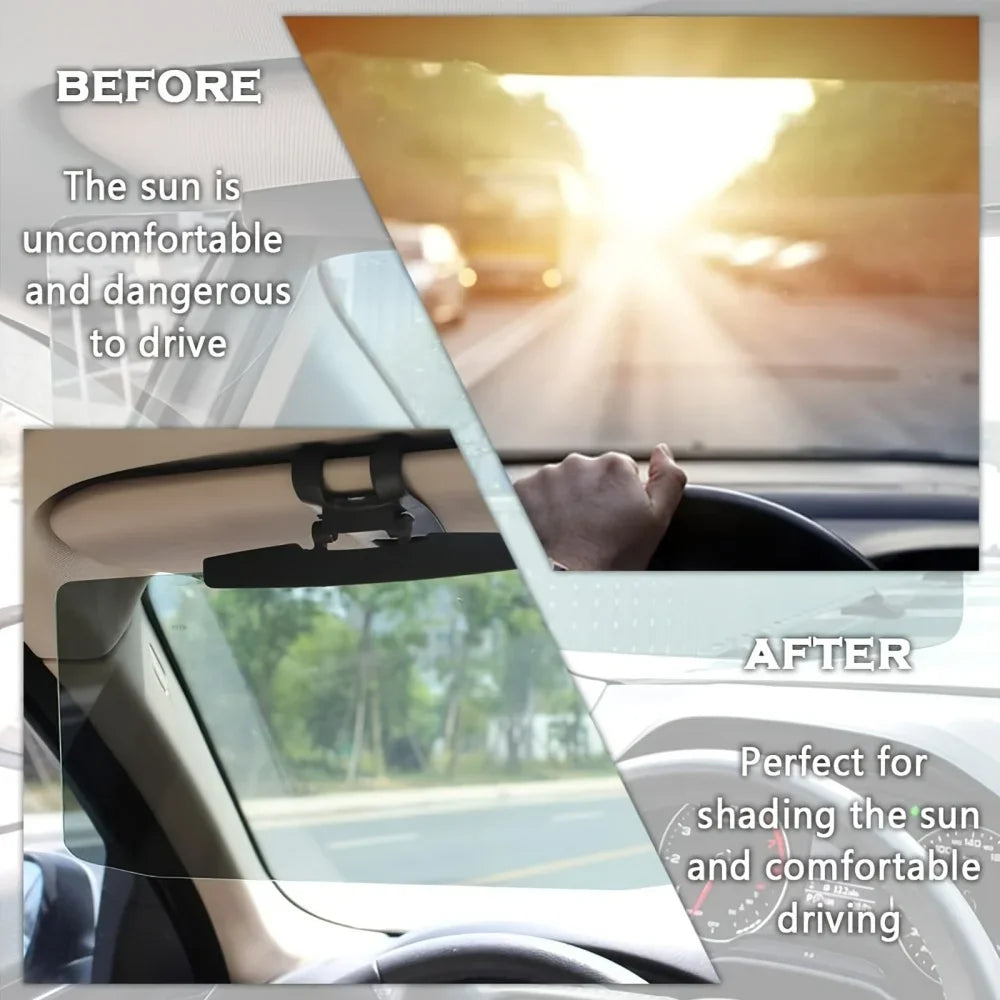 Foldable Car Sun Visor HD Anti-Glare Sunglasses Day & Night Vision Driving Mirror UV Protection Flip-Down Interior Accessories
