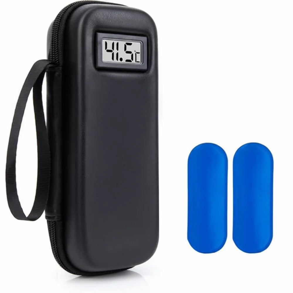 Portable with Thermometer Display Insulin Cooler Travel Case Waterproof Thermal Insulated Refrigerated Medicine Organizer Bag