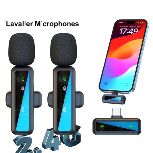 Lavalier Microphone Audio Video Recording 2.4G Wireless Mini Microphone for iPhone Android Phone for Live Broadcast Game Mic