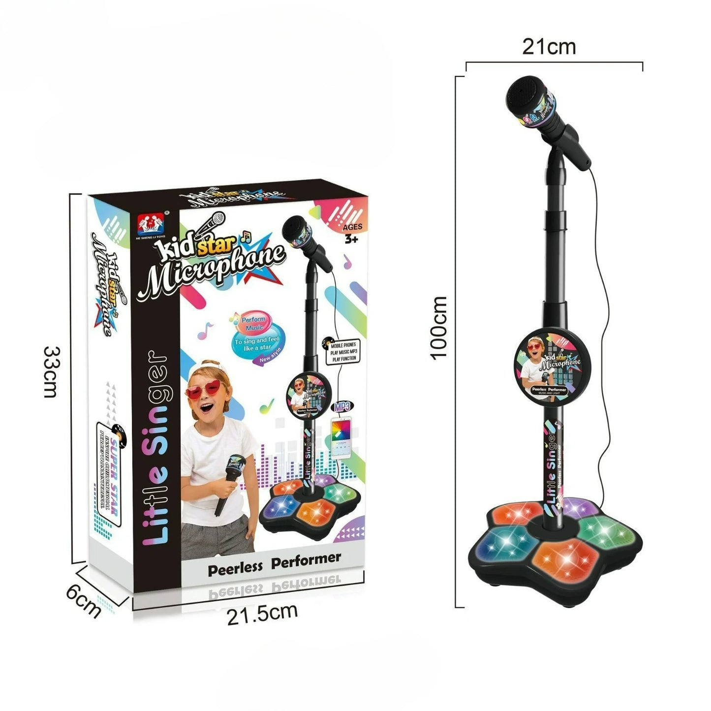 Kids Microphone Karaoke Toy with Adjustable Stand, Birthday Gift For Girls Boys, Children Party Pastime Karaoke Machine