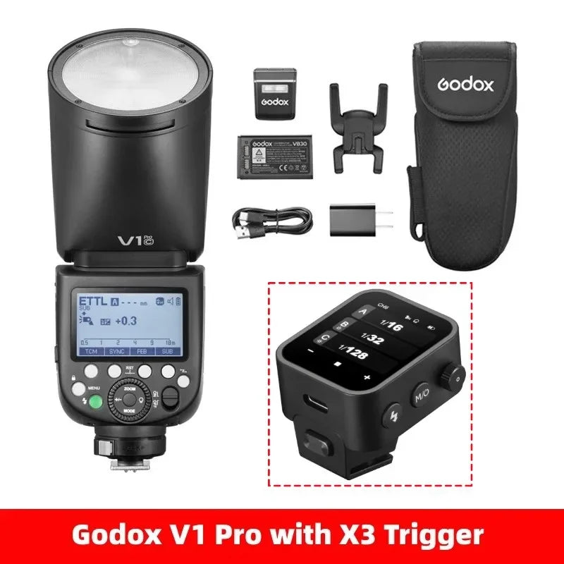 Godox V1 Pro V1Pro TTL Li-ion Round Head Camera Flash Wireless Transmission Speedlite Flash for Canon Nikon Sony Fuji Olympus