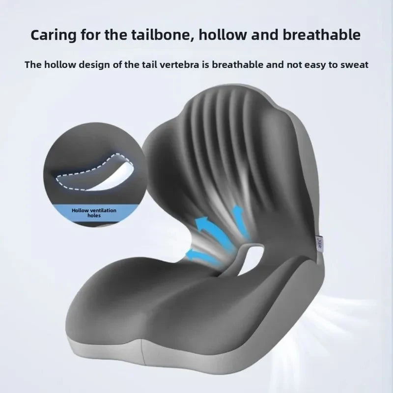 Ergonomic Memory Foam Seat Cushion With Lumbar Back Support For Stress Relief Office Chair Car Black