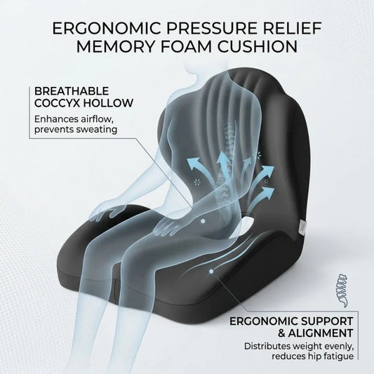 Ergonomic Memory Foam Seat Cushion with Lumbar Support for Office Chair Back Pain Relief Ergonomic Foam Seat for Car Home Office